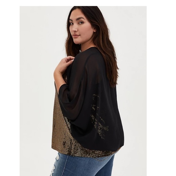 TORRID NWT BLACK CHIFFON COCOON KIMONO - Picture 3 of 5